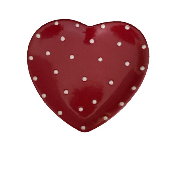 Heart Trinket Tray or Soap Dish- polkadot, red and white heart plate - Picture 4 of 7